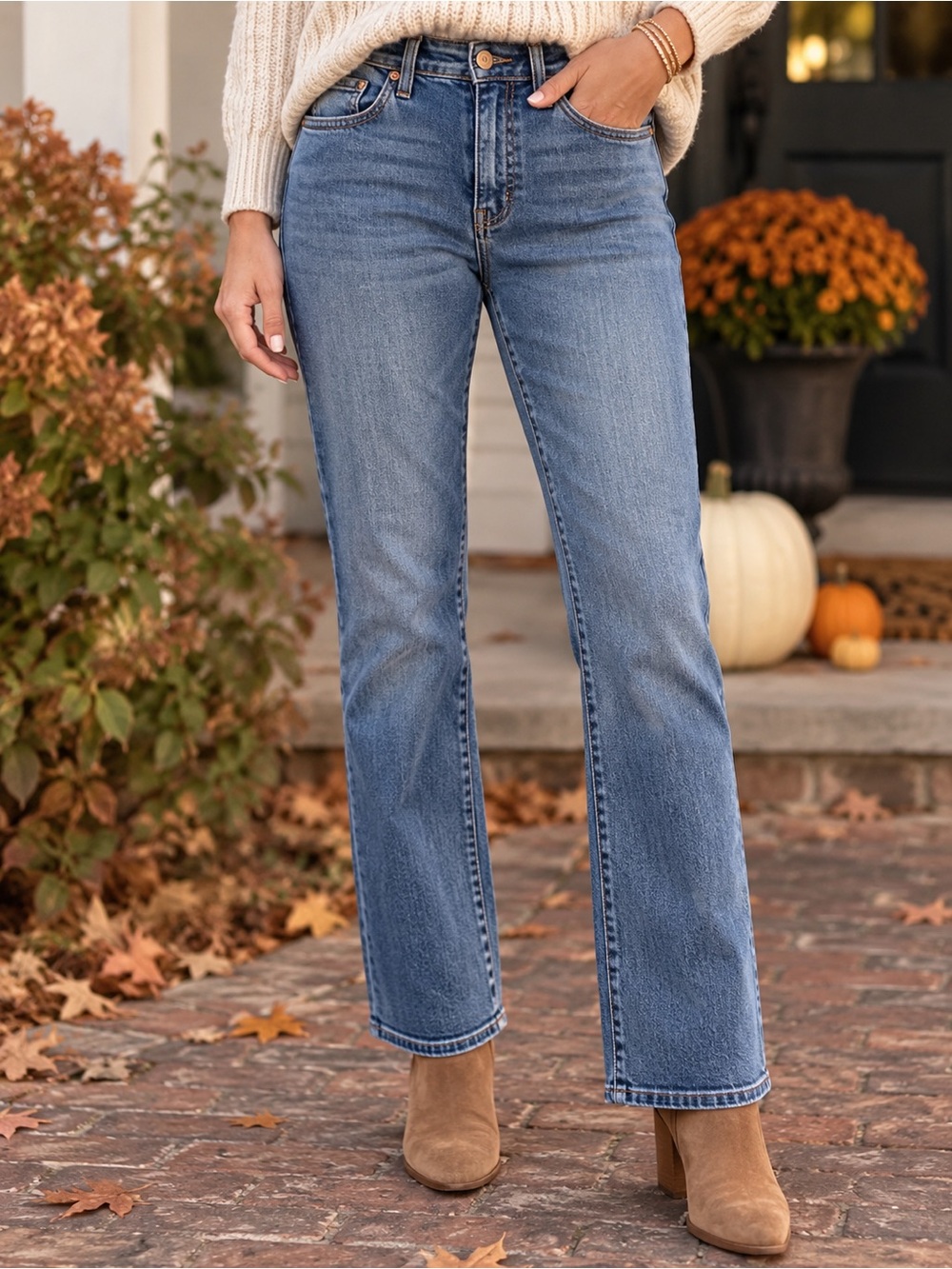 Talbots Classic Straight-Leg Jeans in Medium Blue